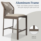 Set of 2 Indoor Outdoor Counter Height Bar Stools w/ All-Weather Rope