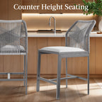 Set of 2 Indoor Outdoor Counter Height Bar Stools w/ All-Weather Rope