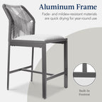 Set of 2 Indoor Outdoor Counter Height Bar Stools w/ All-Weather Rope