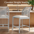 Set of 2 Indoor Outdoor Counter Height Bar Stools w/ All-Weather Rope