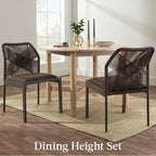 Set of 2 Indoor/Outdoor Aluminum Side Dining Chairs w/ All-Weather Rope