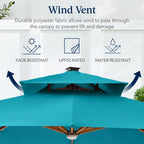 Woodgrain Pattern 2-Tier Outdoor Solar LED Cantilever Umbrella - 10x10ft