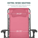 Oversized Reclining Zero Gravity Chair Lounger w/ Cup Holder, Pillow