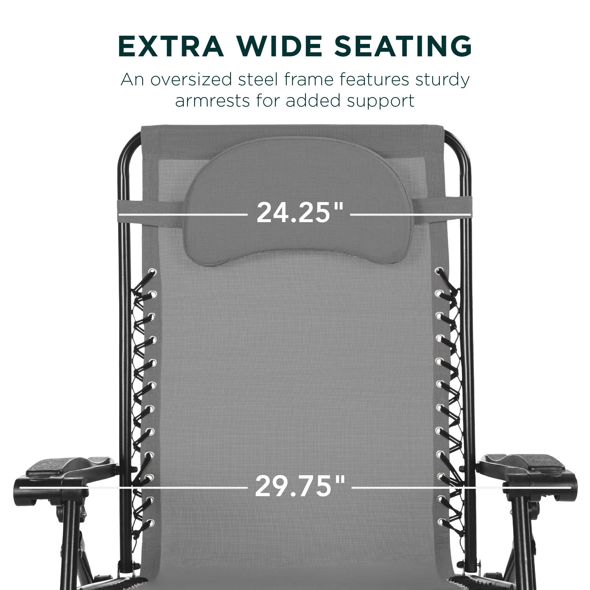 Oversized Reclining Zero Gravity Chair Lounger w/ Cup Holder, Pillow