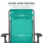 Oversized Reclining Zero Gravity Chair Lounger w/ Cup Holder, Pillow