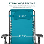 Oversized Reclining Zero Gravity Chair Lounger w/ Cup Holder, Pillow