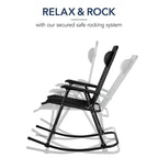 Folding Outdoor Zero Gravity Rocking Lounge Chair w/ Headrest Pillow