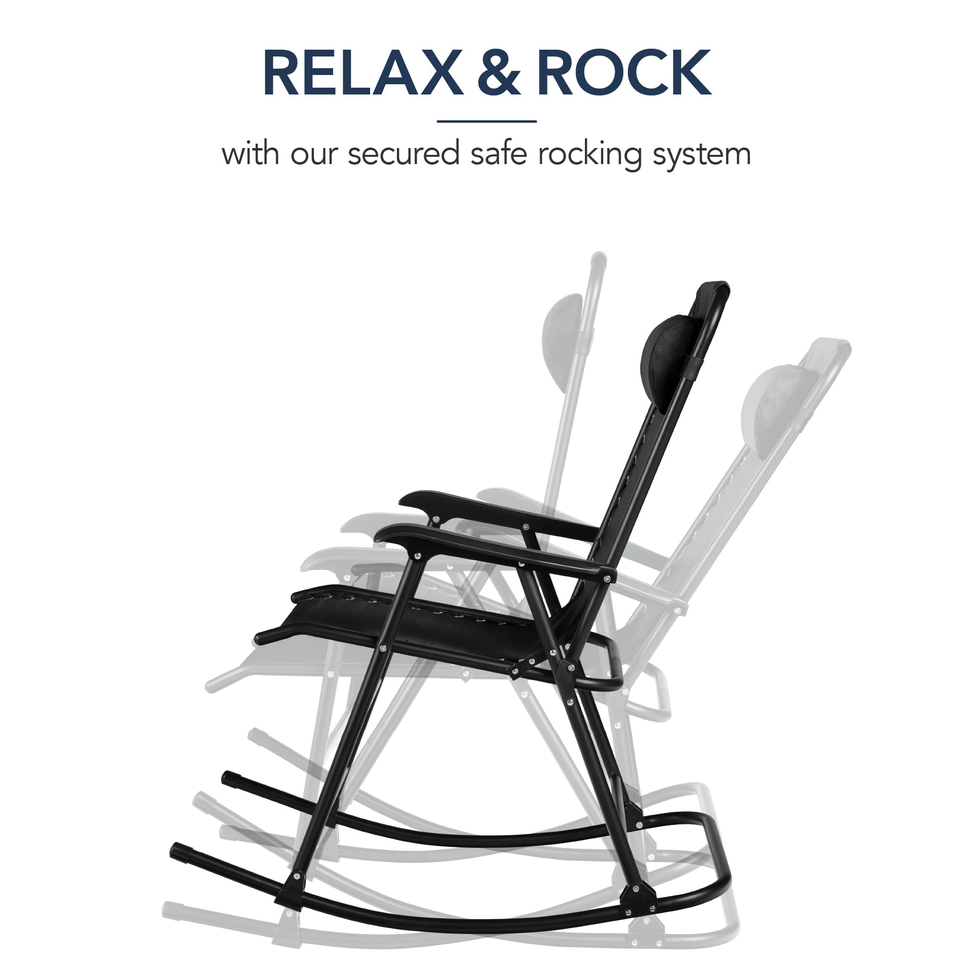 Folding Outdoor Zero Gravity Rocking Lounge Chair w/ Headrest Pillow