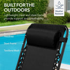Folding Outdoor Zero Gravity Rocking Lounge Chair w/ Headrest Pillow