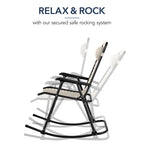Folding Outdoor Zero Gravity Rocking Lounge Chair w/ Headrest Pillow