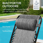Folding Outdoor Zero Gravity Rocking Lounge Chair w/ Headrest Pillow