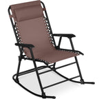 Folding Outdoor Zero Gravity Rocking Lounge Chair w/ Headrest Pillow