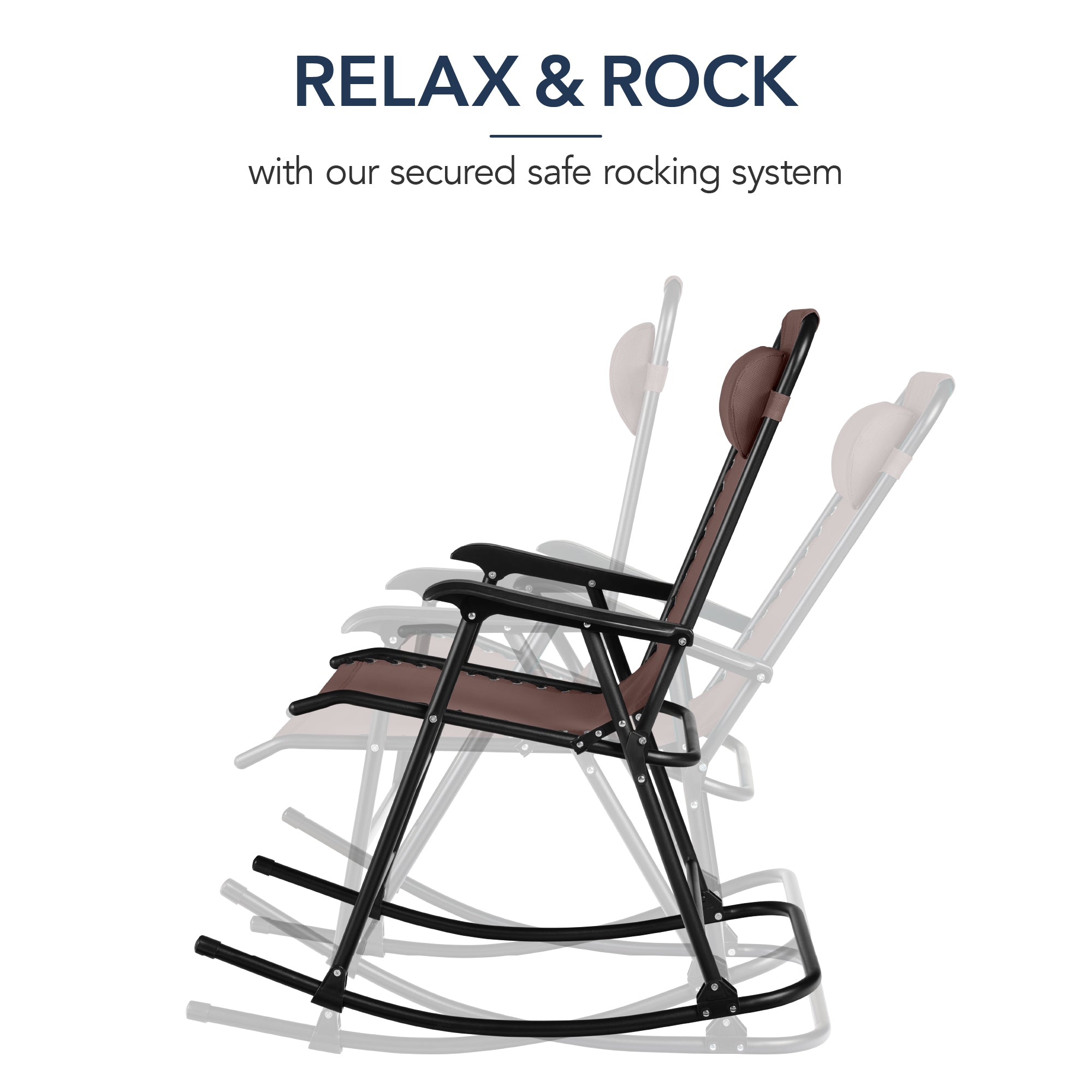 Folding Outdoor Zero Gravity Rocking Lounge Chair w/ Headrest Pillow