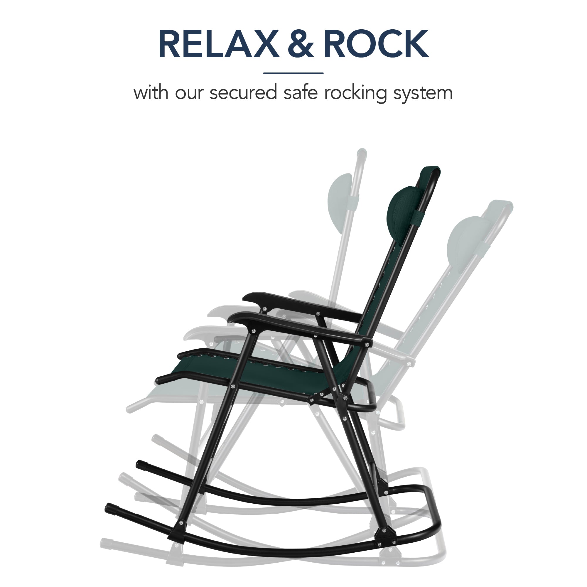 Folding Outdoor Zero Gravity Rocking Lounge Chair w/ Headrest Pillow