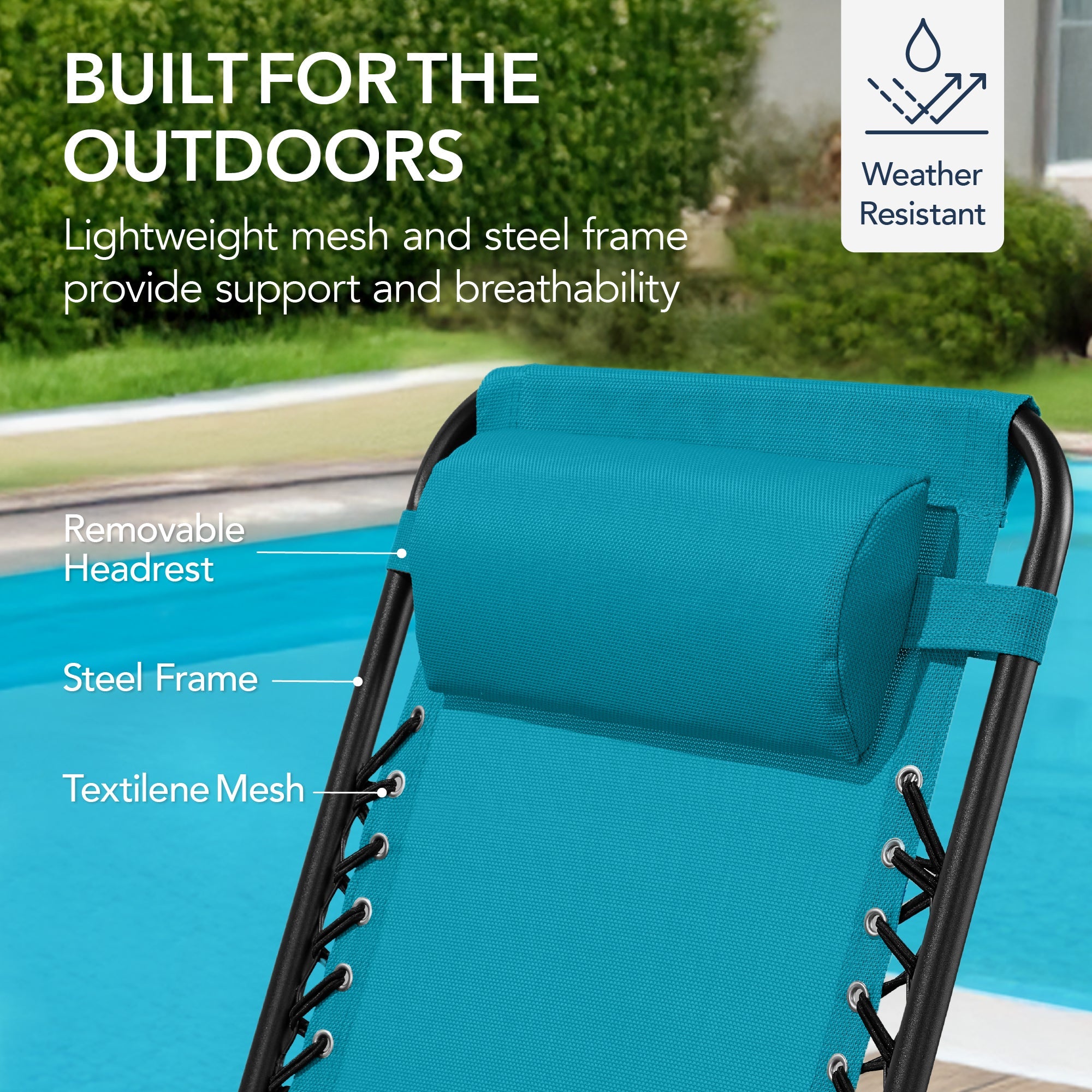 Folding Outdoor Zero Gravity Rocking Lounge Chair w/ Headrest Pillow