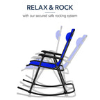 Folding Outdoor Zero Gravity Rocking Lounge Chair w/ Headrest Pillow