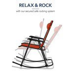 Folding Outdoor Zero Gravity Rocking Lounge Chair w/ Headrest Pillow