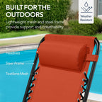 Folding Outdoor Zero Gravity Rocking Lounge Chair w/ Headrest Pillow