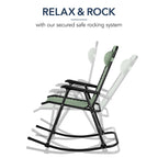 Folding Outdoor Zero Gravity Rocking Lounge Chair w/ Headrest Pillow