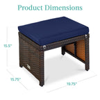 Set of 2 Multipurpose Wicker Ottomans w/ Removable Cushions, Steel Frame