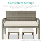 Set of 2 Multipurpose Wicker Ottomans w/ Removable Cushions, Steel Frame