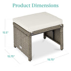 Set of 2 Multipurpose Wicker Ottomans w/ Removable Cushions, Steel Frame