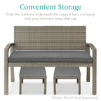 Set of 2 Multipurpose Wicker Ottomans w/ Removable Cushions, Steel Frame