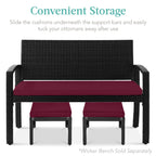 Set of 2 Multipurpose Wicker Ottomans w/ Removable Cushions, Steel Frame