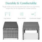 Set of 2 Multipurpose Wicker Ottomans w/ Removable Cushions, Steel Frame