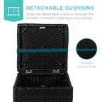 Set of 2 Wicker Ottomans, Multipurpose w/ Removable Cushions, Steel Frame