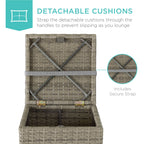 Set of 2 Wicker Ottomans, Multipurpose w/ Removable Cushions, Steel Frame