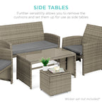 Set of 2 Wicker Ottomans, Multipurpose w/ Removable Cushions, Steel Frame