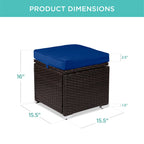 Set of 2 Wicker Ottomans, Multipurpose w/ Removable Cushions, Steel Frame