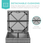 Set of 2 Wicker Ottomans, Multipurpose w/ Removable Cushions, Steel Frame
