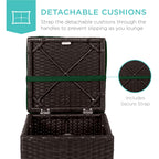 Set of 2 Wicker Ottomans, Multipurpose w/ Removable Cushions, Steel Frame