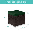 Set of 2 Wicker Ottomans, Multipurpose w/ Removable Cushions, Steel Frame
