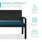 2-Person Wicker Porch Bench for Outdoor, Garden w/ 700lb Capacity - 47in