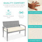 2-Person Wicker Porch Bench for Outdoor, Garden w/ 700lb Capacity - 47in