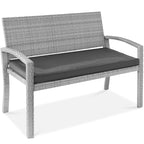2-Person Wicker Porch Bench for Outdoor, Garden w/ 700lb Capacity - 47in