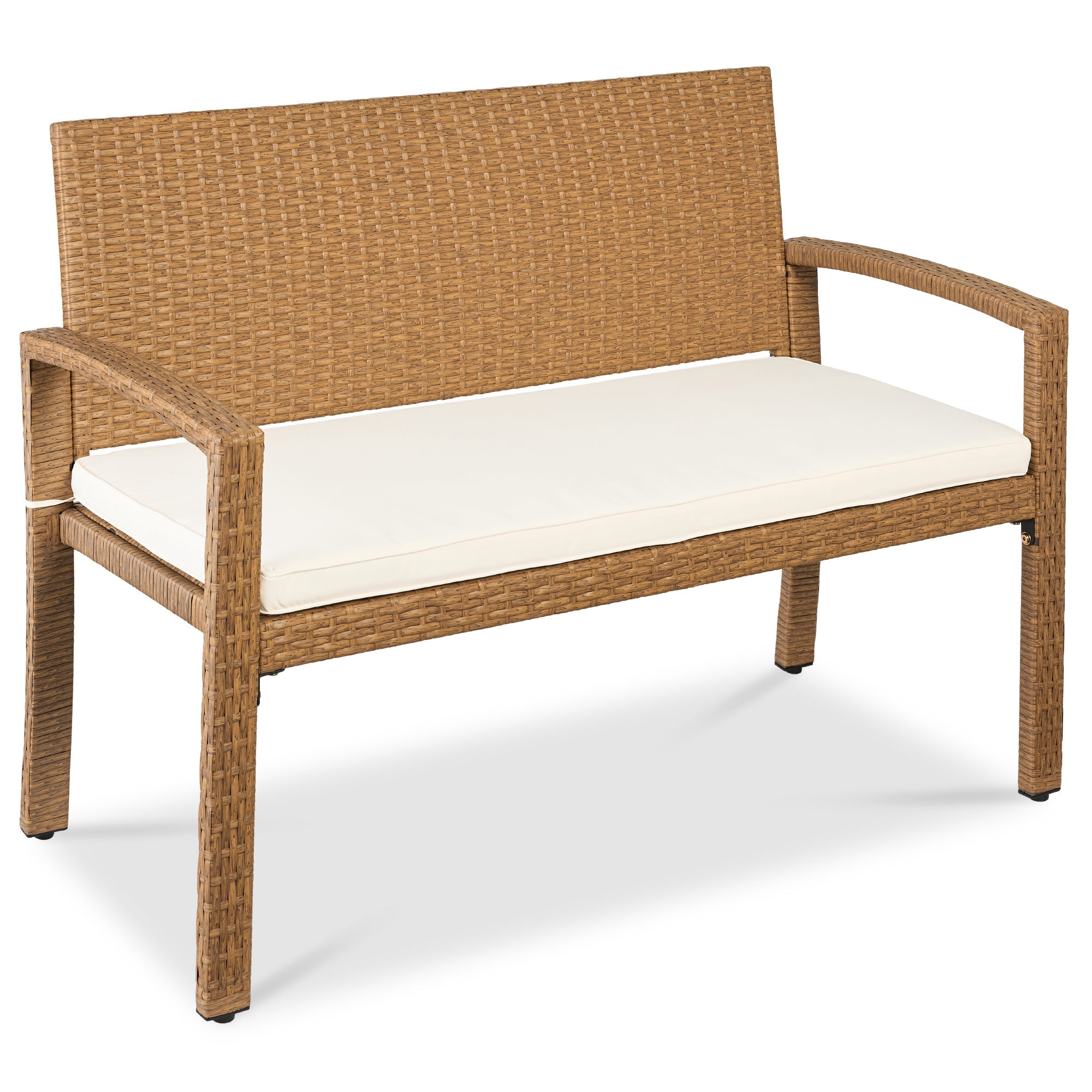 2-Person Wicker Porch Bench for Outdoor, Garden w/ 700lb Capacity - 47in