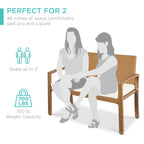 2-Person Wicker Porch Bench for Outdoor, Garden w/ 700lb Capacity - 47in
