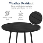 3-Piece Patio Bar Height Bistro Set w/ Backless Stools, Slatted Design