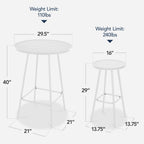 3-Piece Patio Bar Height Bistro Set w/ Backless Stools, Slatted Design