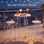 3-Piece Patio Bar Height Bistro Set w/ Backless Stools, Slatted Design