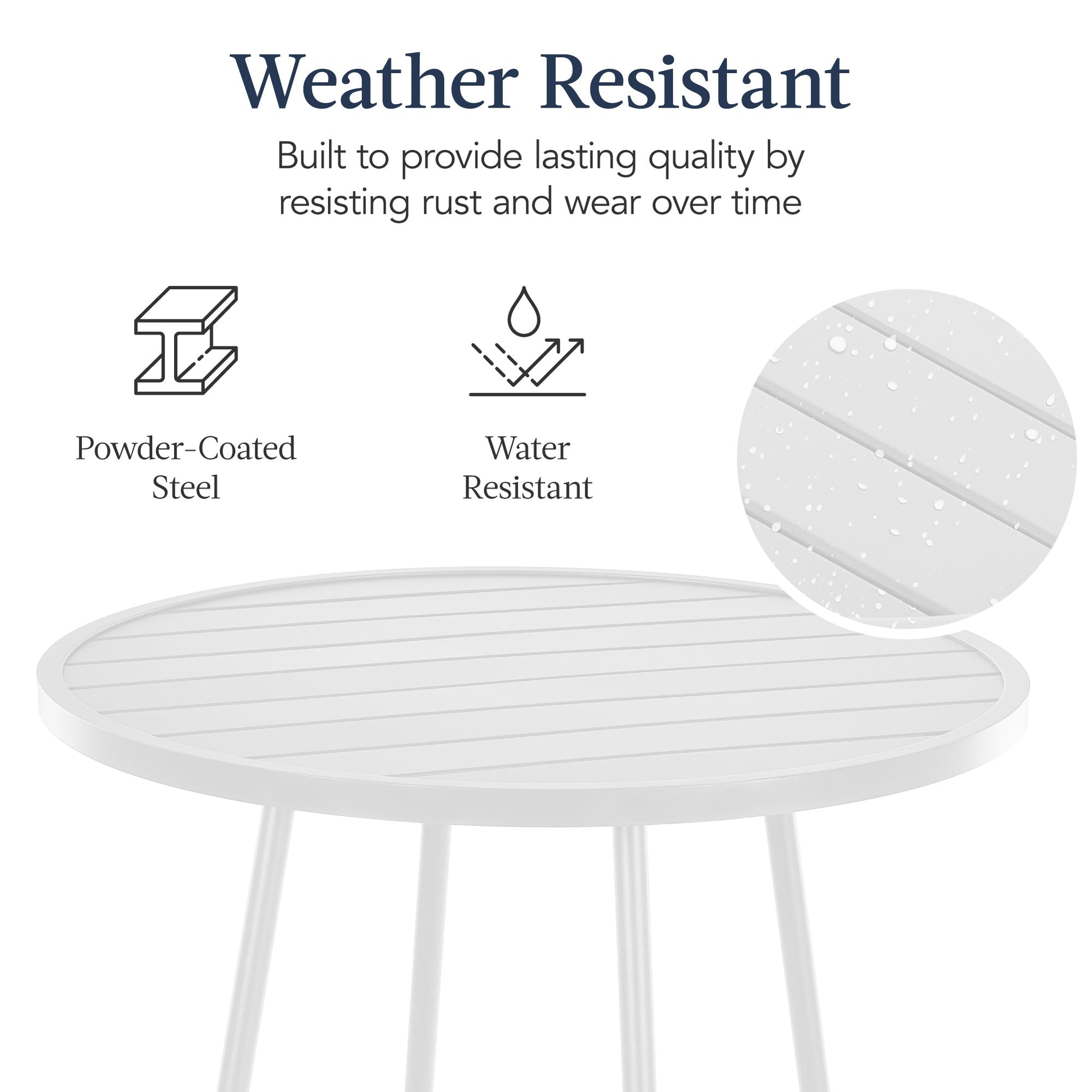 3-Piece Patio Bar Height Bistro Set w/ Backless Stools, Slatted Design