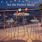 3-Piece Patio Bar Height Bistro Set w/ Backless Stools, Slatted Design