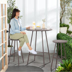 3-Piece Patio Bar Height Bistro Set w/ Backless Stools, Slatted Design