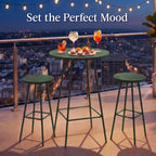 3-Piece Patio Bar Height Bistro Set w/ Backless Stools, Slatted Design