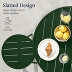 3-Piece Patio Bar Height Bistro Set w/ Backless Stools, Slatted Design