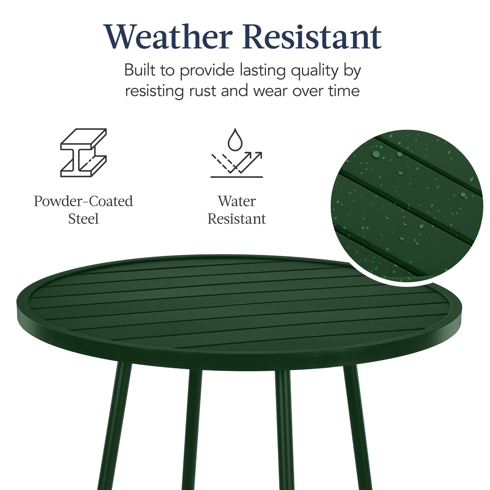 3-Piece Patio Bar Height Bistro Set w/ Backless Stools, Slatted Design